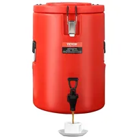 Vevor Heiß- und Kaltgetränkespender Getränkespender 6 L, Edelstahl Heiß- und Kaltwasserbrunnen Großer Getränkespender mit Zapfen für Kaffee, Kalte Milch, Wasser, Saft usw. Isolierkanne Rund
