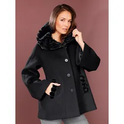 Wolljacke CREATION L PREMIUM, Damen, Gr. 42, schwarz, 100% Wolle, unifarben, Langarm, Jacken