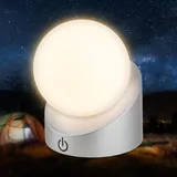 Briloner - Mini LED Tischlampe kabellos IP54 dimmbar in Stufen, Akku & Lichtquelle tauschbar, Nachttischlampe, Kugel, LED Lampe, Akku Tischleuchte, Outdoor Lampe, 10x8x9 cm, Chrom-Matt