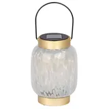 Dehner Laterne Glas/Metall Ø 12 cm H 17 cm inkl. Dämmerungssensor gold/transparente/grau