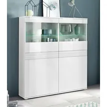 borchardt Möbel Vitrine BORCHARDT MÖBEL "Florenz", weiß (weiß hg, weiß hg, riffeloptik mdf), Schränke, Vitrine, Höhe 125 cm