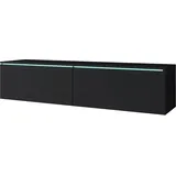 P & B Lowboard 140x30 cm Schwarz/Grau Holzwerkstoff