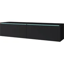 P & B Lowboard 140x30 cm Schwarz/Grau Holzwerkstoff