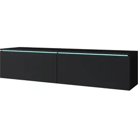 P & B Lowboard 140x30 cm Schwarz/Grau Holzwerkstoff