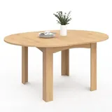 IDMarket - Ausziehbarer Esstisch Dona, rund, für 4-6 Personen, Buchenoptik, 120-160 cm
