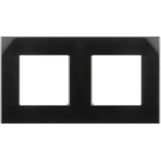 Maclean Brackets 2-Fach Glasrahmen Panel 157x86mm für Steckdose Modulare Wandsteckdose Unterputzdose Wanddose Einbaudose Unterputz Montage (2-fach Glasrahmen für Steckdose, Schwarz)