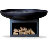 souk one Feuerschale mit Holzlagerfach, Feuerschale Ø 80 Palma - Feuerstelle für den Garten, Terrasse und Balkon,