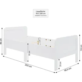 Homestyle4u Komfortbett Bett Senioren Seniorenbett 90x200 Komforthöhe Weiß Holz Leichter Einstieg extra hoch