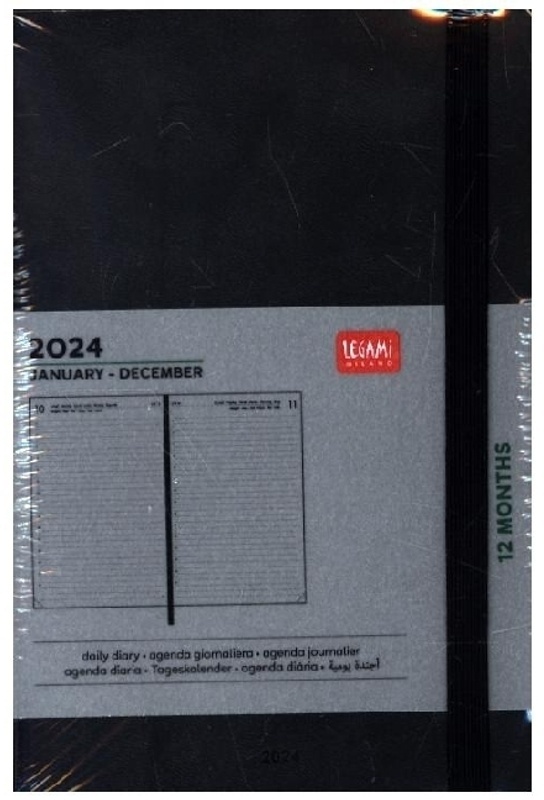 Tageskalender Medium - 2024 - Medium Daily Diary - 12M - Black, Kartoniert (TB)