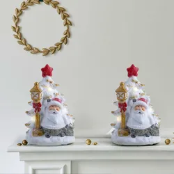 LED Weihnachtsdeko Batterie Weihnachtsfiguren beleuchtet Fenster, Weihnachtsmann mit Baum, LxBxH 14,5x12x22 cm, 2er Set