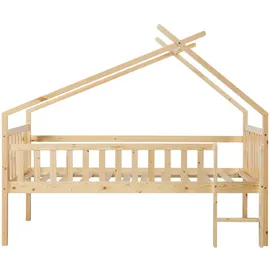 [en.casa] Hausbett Sotkamo 90x200cm mit Rausfallschutz Kiefernholz Natur