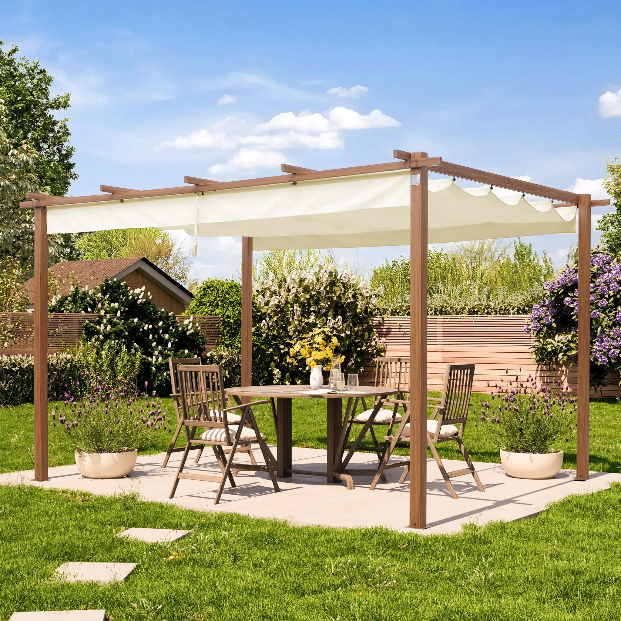 PRIMEYARD  Pergola 3x4m, parasole, crema - (400103)