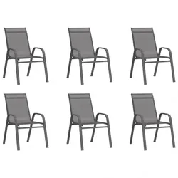 Stapelbare Gartenstühle Textilene| vidaXL : Farbe - Grau, Größe - 6 Stk.