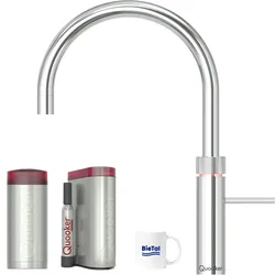 BieTal® Quooker Fusion Round verchromt COMBI Reservoire & kühles sprudelndes Wasser CUBE