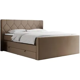 MKS Boxspringbett 200 x 200 cm H3 Braun