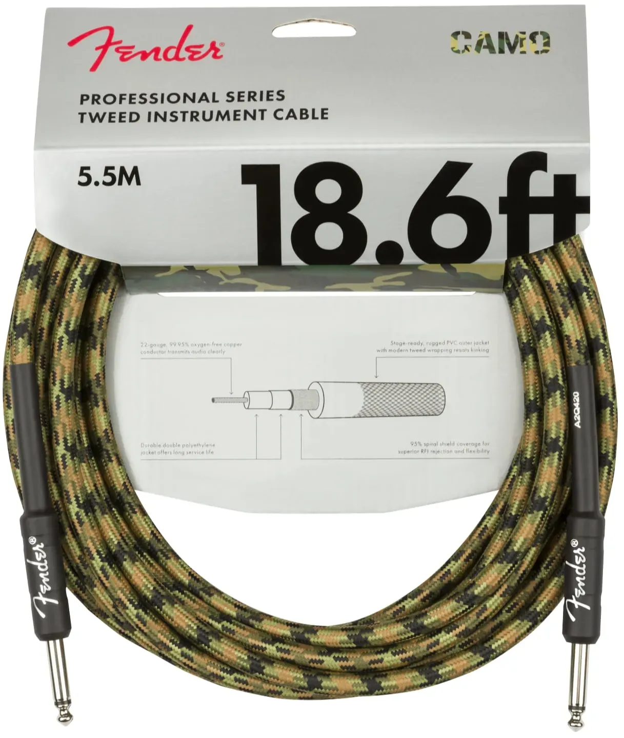 Fender Professional Series Cable Straight 5,5m Woodland Camo