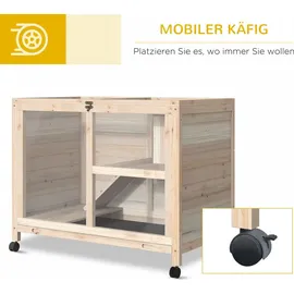 PawHut Kaninchenstall 91,5 x 53,3 x 73 cm Natur