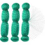 Vogelschutznetz, 3 Stück, 2 x 10 m, grünes Gartenvogelnetz für Pflanzenschutznetz, schützt Pflanzen, Obst, Blumen und Gemüse, 15 mm Maschenweite
