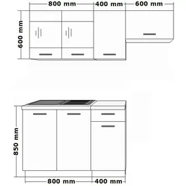 Küchen-Preisbombe Küchenzeile Dave 180 cm Eiche Sonoma braun