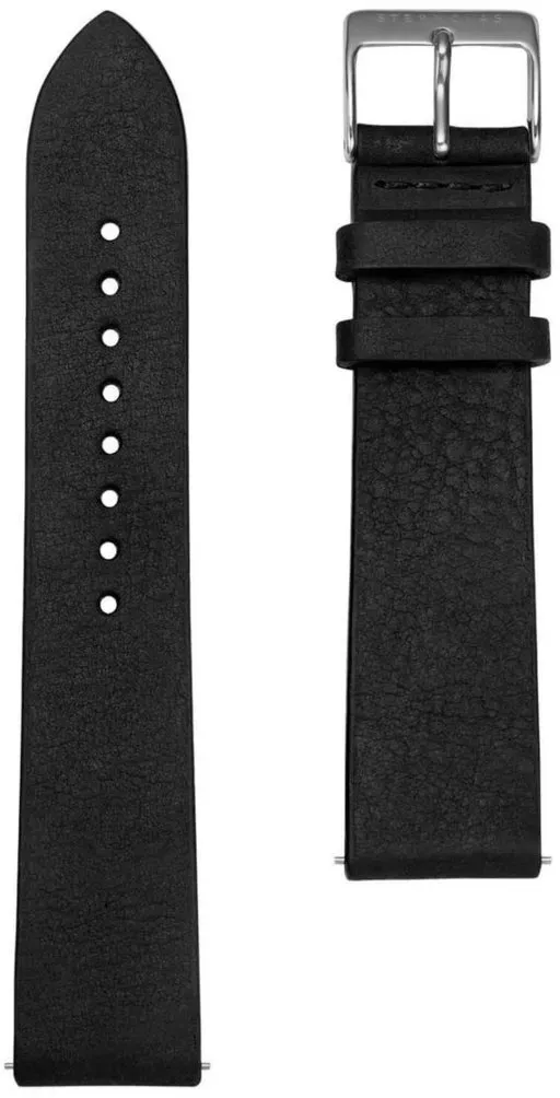 STERNGLAS - STRAP - Lederarmband - vintage schwarz - silber poliert / 20 MM