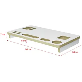 [en.casa] Monitorständer Tjele Bildschirmerhöhung Monitorerhöhung Bildschirmständer mit Smartphonehalter Laptop Erhöhung für Schreibtisch Weiß Büro