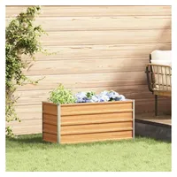 vidaXL Garten-Hochbeet verzinkter Stahl rechteckig 100 x 40 x 45 cm Hellbraun