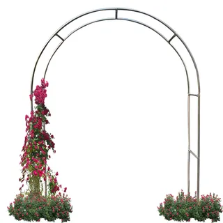 BZCKBZ Rosenbogen Aus Edelstahl Gartenbogen (Stainless Steel) Rankhilfe Torbogen Pergola Aus Metall Stabil Wetterfest Hochzeitsbogen(Size:1.2 * 2.3m(3.9 * 7.5ft))