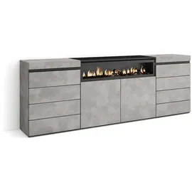 SKRAUT HOME Kommode 214 x 75 x 35 cm Zementgrau