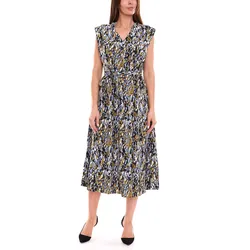 HECHTER PARIS Damen Midi-Kleid modisches Sommer-Kleid mit Allover-Muster 63816660 Bunt - 34