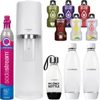 SodaStream Wassersprudler Terra Weiß Set mit 3 Flaschen und Sirup Pulvern - Weiß/Schwarz