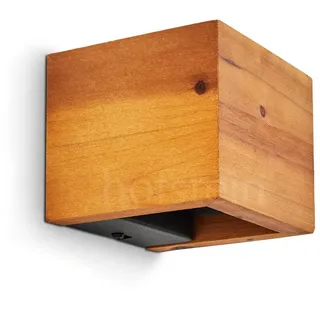 hofstein Wandleuchte »Cortignano« Wandlampe aus Holz/Metall in Natur/Schwarz, 3000 Kelvin, Leselampe, skandinavisches Design mit Up & Down Lichteffekt,800 Lumen beige