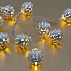 KOOPMAN LED-Minilichterkette Metallkugel silber 10 flammig