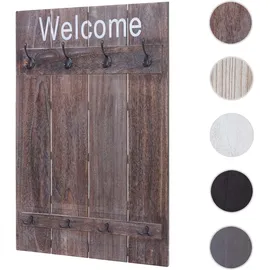 Mendler Garderobenpaneel HWC-C89 Welcome 91 x 60 cm Braun