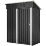 Metall Geräteschuppen Gerätehaus XL mit Pultdach Schuppen 1m2 Anthrazit Metall-Geräteschuppen Lagerschuppen im Freien mit Handschuhe - Grau