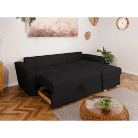 panda möbel Ecksofa L-Form Bellano- links oder rechts montierbar - Schwarz