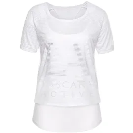 LASCANA Funktionsshirt 2 in 1 T-Shirt im Layer-Design Weiß L
