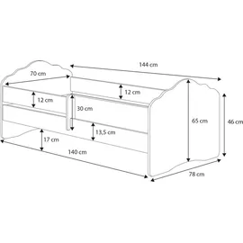 Kids Collective Kinderbett mit Prinzessin Motiv 70 x 140 cm Holz weiß