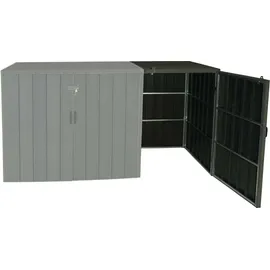 Mendler WPC Mülltonnenbox J28-XL-1-2er grau