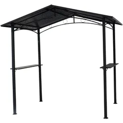 DEGAMO Grillpavillon TOULOUSE 2,5x1,6 Meter, Stahl dunkelgrau, Dach aus Metall