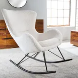 Riess-Ambiente Design Schaukelstuhl SCANDINAVIA SWING weiß Bouclé Sessel Teddystoff