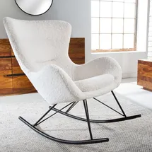 Riess-Ambiente Design Schaukelstuhl SCANDINAVIA SWING weiß Bouclé Sessel Teddystoff