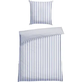 SCHIESSER Marie Gestreift Hellblau 155 x 220 cm + 80 x 80 cm