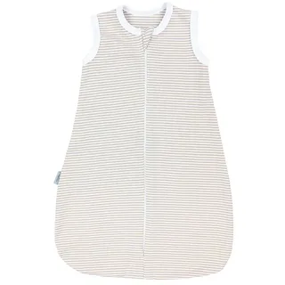 TupTam Sommerschlafsack Baby – Leichter Schlafsack Baby Sommer 0.5 TOG aus Baumwolle, OEKO-TEX zertifiziert, Unisex, Farbe: Streifenmuster Beige, Größe: 50-56 - 50-56