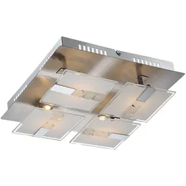 GLOBO Deckenleuchte 4x LED 4,5W chrom, teilsatiniert, Glas