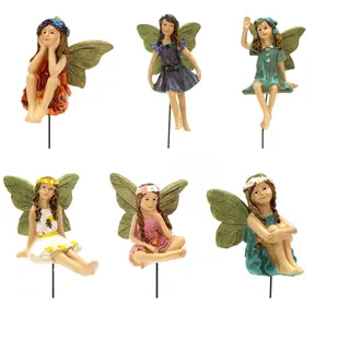 Djowyh Harz Fee Statue 6 Stück Fairy Garden Miniatur Feen Figuren Elfen, Miniatur Feenfiguren Feen Figuren Zubehör, Garten Outdoor Ornamente Statue Zubehör