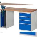 PROREGAL Werkbank Serie 7000 - Modell 7510 | HxBxT 89x150x70cm | 4x Schublade + 1x Schrank inkl. SchPROREGALbstock | Schubladenmaße 3x150 + 1x270mm