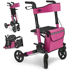 Juskys Rollator Vital faltbar, leicht & höhenverstellbar aus Aluminium bis 130 kg mit Sitz Lila