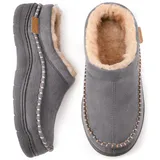 Zigzagger Herren Mokassin Hausschuhe Indoor/Outdoor Flauschige Hausschuhe Memory Foam Slip On für Herren, dunkelgrau, 48 EU - 49 EU