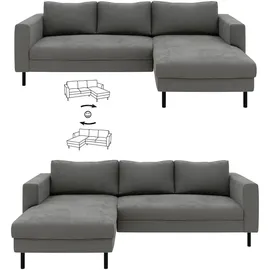 TRENDMANUFAKTUR Ecksofa Amazing II Cord 2-Sitzer Grau