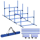 PawHut Agility Hürdenset Slalom Stangen Hunde Training Set 4 x Hürden, Kunststoff, blau